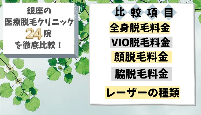 銀座の医療脱毛クリニック24院を徹底比較！