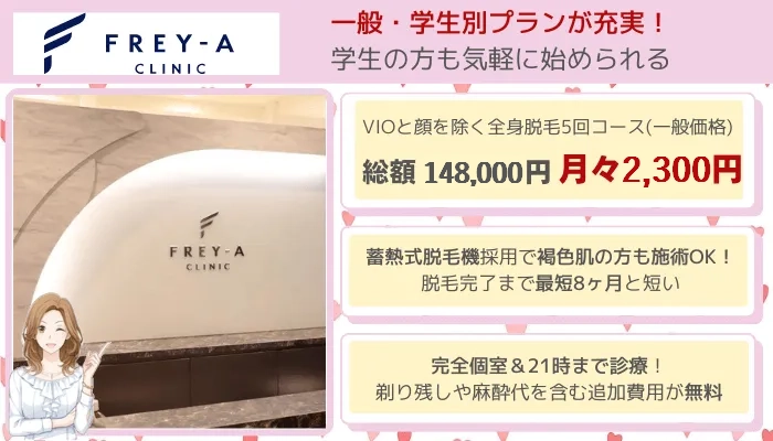 フレイアクリニック全身脱毛比較