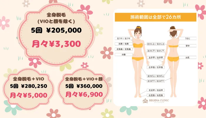 レジーナクリニック全身比較料金