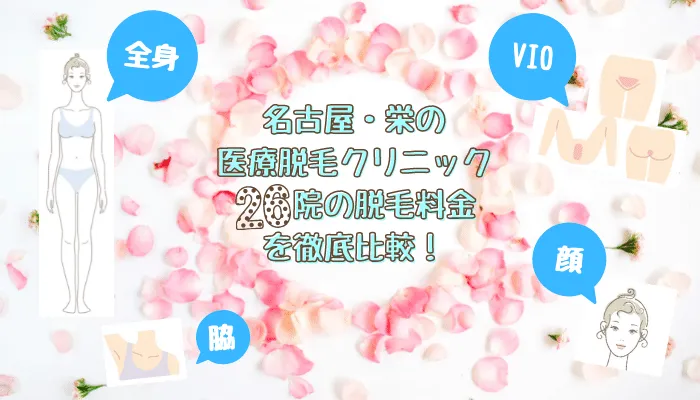 名古屋・栄の医療脱毛クリニック26院の脱毛料金比較