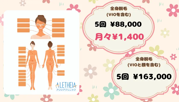 アリシアクリニック全身比較料金左