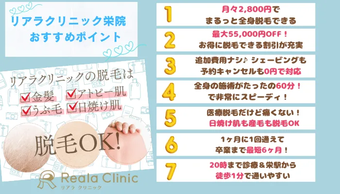 リアラクリニック栄おすすめポイント