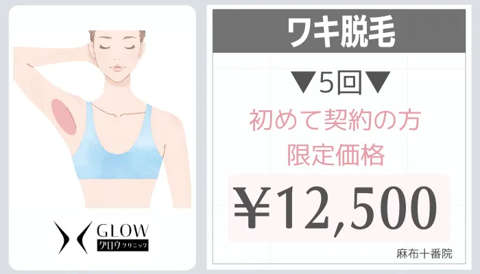 グロウクリニック麻布十番ワキ脱毛料金