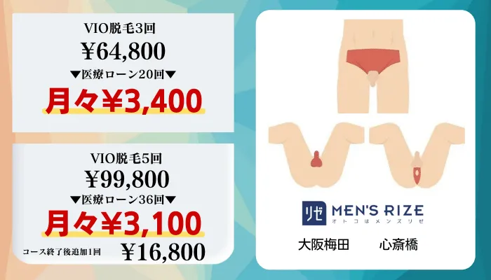 メンズリゼ大阪比較料金VIO