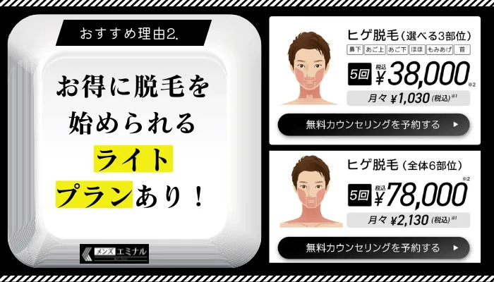 メンズエミナルライトプランおすすめ理由2