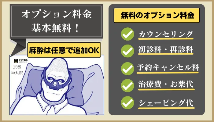 ゴリラクリニック京都烏丸オプション料金
