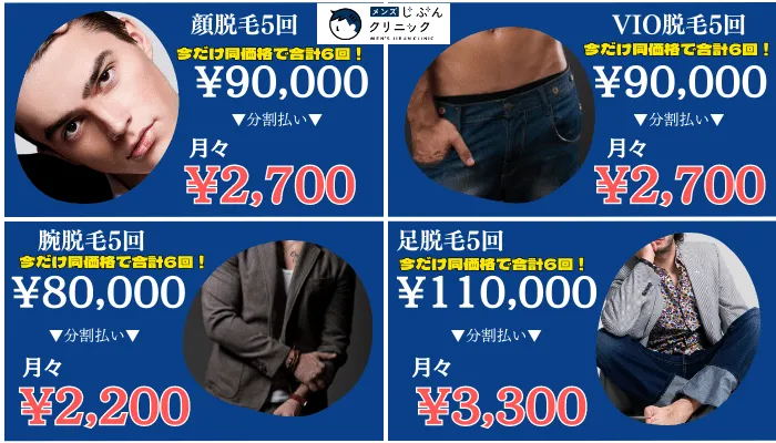 メンズじぶんクリニック顔・VIO・手足脱毛