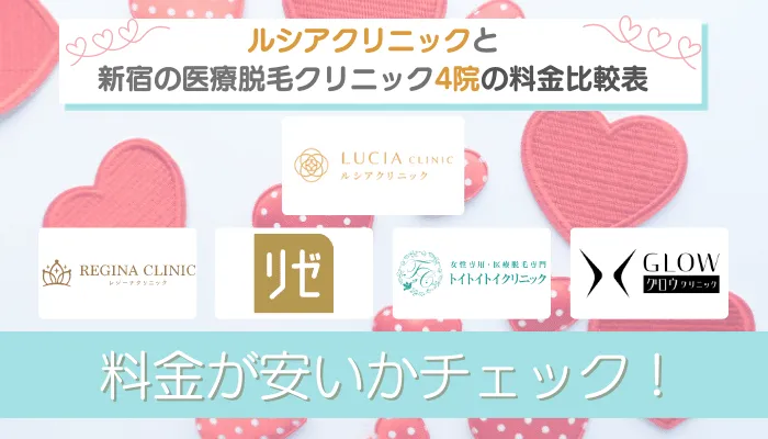ルシアクリニックと新宿の主要クリニック4院の料金比較表