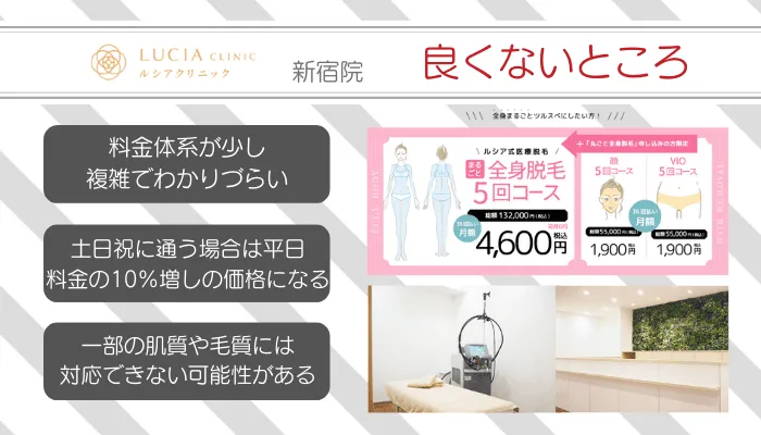 ルシアクリニック新宿良くないところ