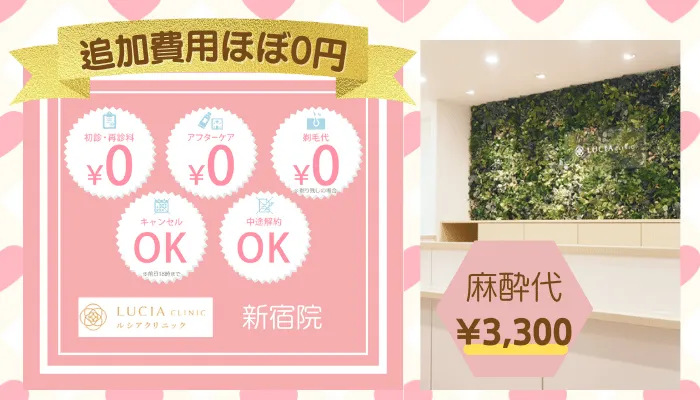 ルシアクリニック新宿追加費用
