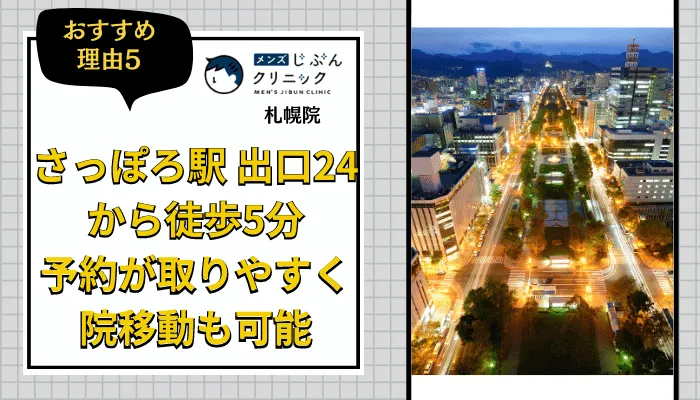 メンズじぶんクリニック札幌おすすめ理由5