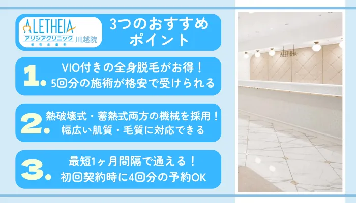 アリシアクリニック川越3つのおすすめポイント