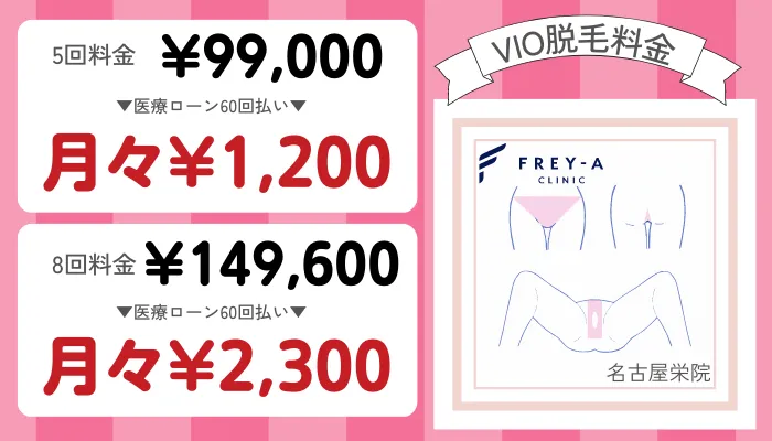 フレイアクリニック名古屋栄VIO脱毛料金
