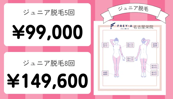 フレイアクリニック名古屋栄ジュニア脱毛料金