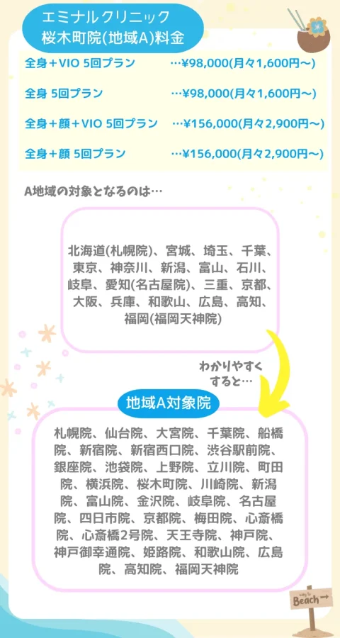 エミナルクリニック地域A全身脱毛桜木町