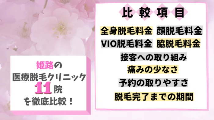 姫路の医療脱毛クリニック11院を徹底比較！