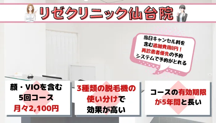 仙台全身脱毛リゼクリニック顔・VIOを含む