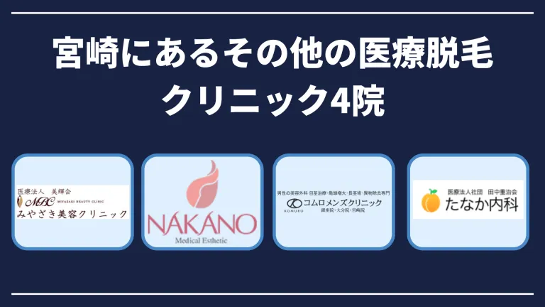 宮崎にあるその他のメンズ医療脱毛クリニック4院