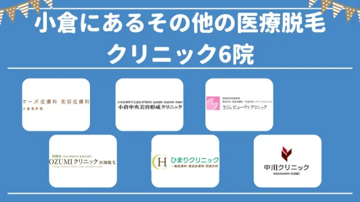 小倉にあるその他のメンズ医療脱毛クリニック6院