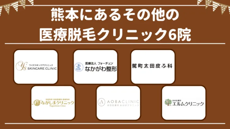 熊本にあるその他のメンズ医療脱毛クリニック6院