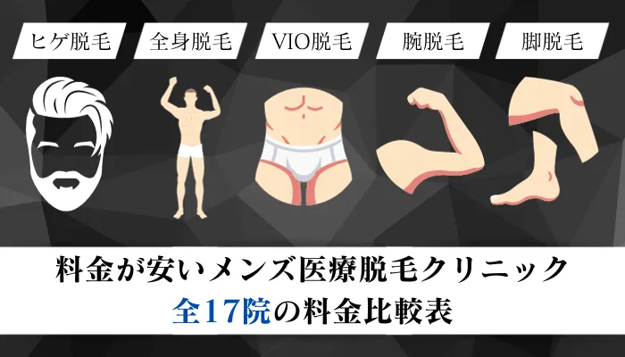 メンズ医療脱毛クリニック全17院の料金比較表