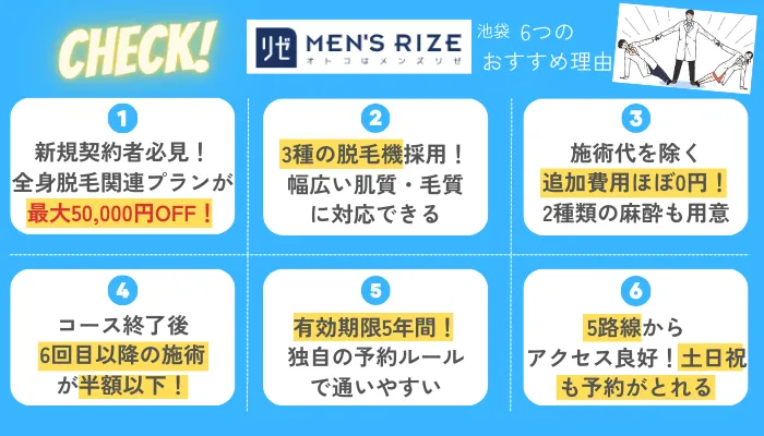 メンズリゼ池袋6つのおすすめ理由
