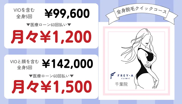 フレイアクリニック千葉全身脱毛クイックコース料金